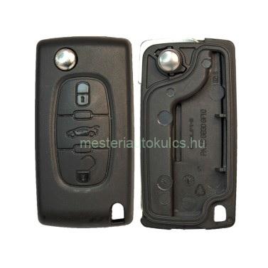 CC-PS4C3 bicskakulcsos kulcsház PSA ( Peugeot / Citroen ) elemtartó nélkül 3 gombos ( HU83 / HU-HCA )
