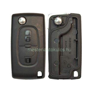 CC-PS4C5 bicskakulcsos kulcsház PSA ( Peugeot / Citroen ) elemtartó nélkül 2 gombos ( HU83 / HU-HCA )