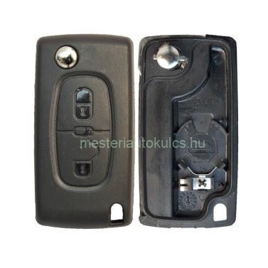 CC-PS4C6 bicskakulcsos kulcsház PSA ( Peugeot / Citroen ) elemtartóval 2 gombos ( HU83 / HU-HCA )