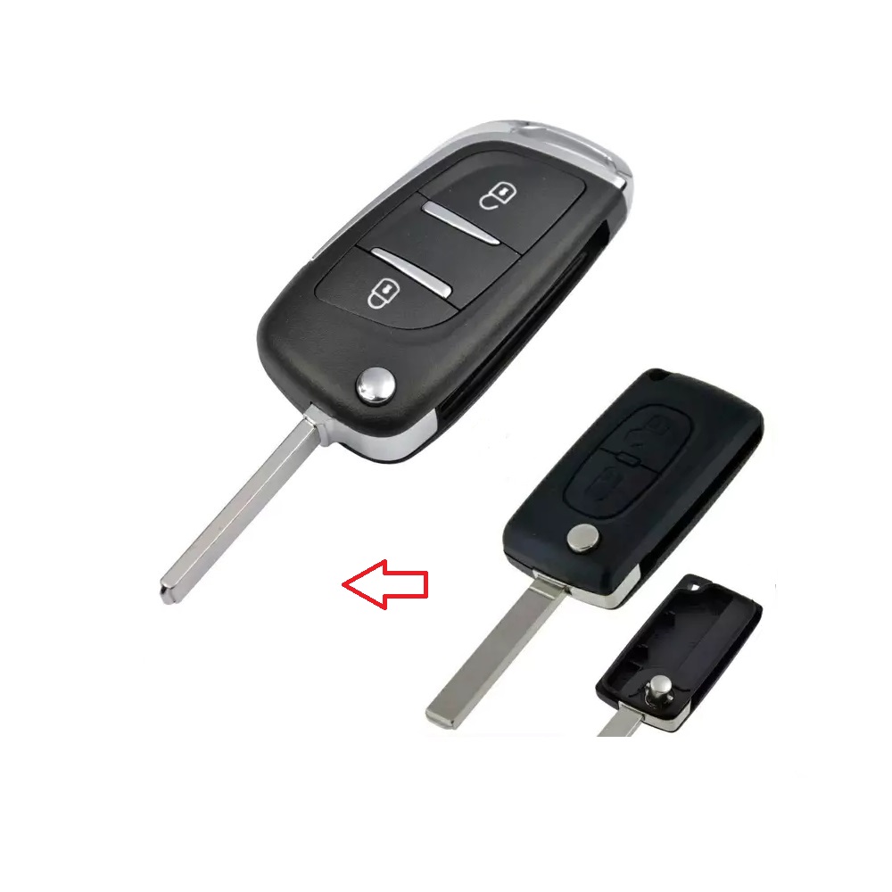 CC-PS1C45 bicskakulcsos kulcsház PSA ( Peugeot / Citroen ) elemtartó nélkül 2 gombos ( VA2 / CIT-1 )